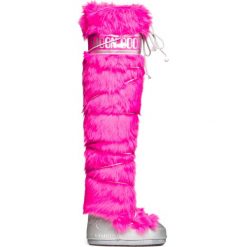 Buty MOON BOOT THIGH FUR BY JEREMY SCOTT Różowy. Różowe śniegowce damskie marki Moon Boot, z kauczuku, bez zapięcia. W wyprzedaży za 924,00 zł.