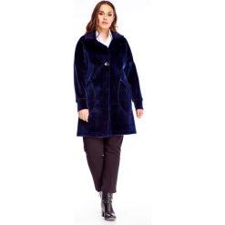 Elegancka kurtka granatowy. Niebieskie kurtki damskie Tagless, plus size, bez wzorów, z elastanu, eleganckie, bez kaptura. Za 269,00 zł.