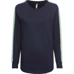 Bluza dresowa bonprix ciemnoniebieski. Niebieskie bluzy damskie bonprix, w paski, z dresówki. Za 74,99 zł.