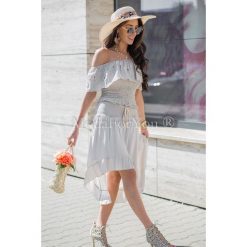 Spódnica Roma Beige. Brązowe spódniczki damskie Modaforyou, s, w paski, z wiskozy, asymetryczne. Za 79,00 zł.