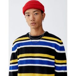 Sweter w kolorowe paski. Żółte swetry klasyczne męskie marki Pull&Bear, m, w paski. Za 109,00 zł.