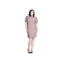 Luźna sukienka w kratkę SL2168 SIZE PLUS. Szare sukienki mini marki Soleil, s, w kratkę, z krótkim rękawem. Za 129,00 zł.