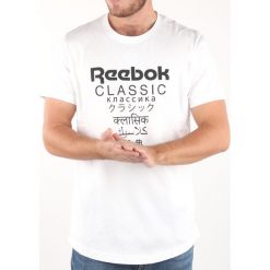 Reebok Koszulka Biały. Białe podkoszulki męskie Reebok, m, z nadrukiem, z bawełny, krótkie. Za 163,95 zł.