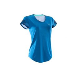 Koszulka fitness cardio 500. Niebieskie bluzki sportowe damskie DOMYOS, z klasycznym kołnierzykiem. Za 39,99 zł.