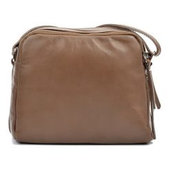 Torebki klasyczne damskie: Skórzana torebka w kolorze ciemnobeżowym – (S)20 x (W)22 x (G)9 cm