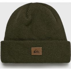 Quiksilver - Czapka. Zielone czapki męskie Quiksilver, na zimę, bez wzorów, z dzianiny. W wyprzedaży za 59,90 zł.