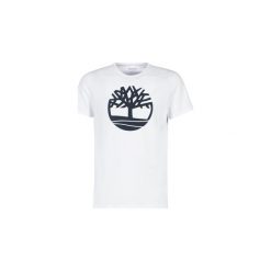 T-shirty z krótkim rękawem Timberland SS Brand Reg Tee WHITE. Białe t-shirty męskie Timberland, s, bez wzorów, bez kołnierzyka, krótkie. Za 129,00 zł.