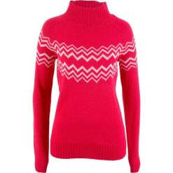 Sweter bonprix czerwono-biel wełny. Czerwone swetry klasyczne damskie bonprix, z wełny. Za 74,99 zł.