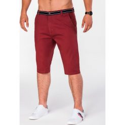 KRÓTKIE SPODENKI MĘSKIE BERMUDY P402 - BORDOWE. Czerwone bermudy męskie marki Ombre Clothing, s, z bawełny, krótkie. Za 47,20 zł.