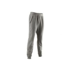 Spodnie dresowe slim Gym & Pilates 500 zip męskie. Czarne spodnie męskie DOMYOS, xl, bez wzorów, z elastanu. W wyprzedaży za 39,99 zł.
