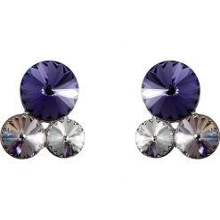 Kolczyki w kolorze srebrnym z Swarovski. Szare kolczyki damskie marki Biżuteria z kryształkami Swarovski, z kryształem, srebrne. W wyprzedaży za 54,95 zł.