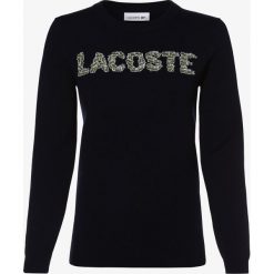 Lacoste - Sweter damski, niebieski. Niebieskie swetry damskie Lacoste, z aplikacjami, bez rękawów, bez kaptura. Za 599,95 zł.