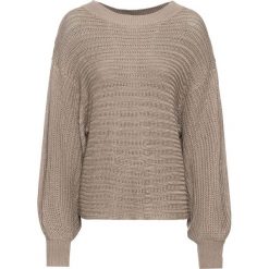 Sweter oversize w ażurowy wzór bonprix khaki. Pomarańczowe swetry damskie bonprix, bez wzorów, bez rękawów, bez kaptura. Za 74,99 zł.
