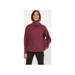 Sweter z warkoczem, SWE115 bordo. Czerwone swetry oversize damskie marki Lanti, s. Za 142,00 zł.