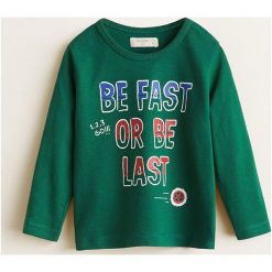 Mango Kids - Longsleeve dziecięcy Albert4 80-104 cm. Białe t-shirty chłopięce marki Mango Kids, z nadrukiem, z bawełny, bez rękawów. Za 19,90 zł.