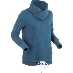 Bluzy damskie: Bluza z kołnierzem, z wiązanym troczkiem, długi rękaw bonprix ciemnoniebieski melanż