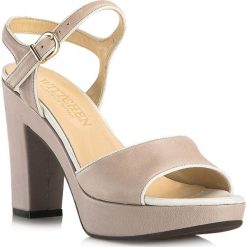 Buty damskie. Brązowe klapki damskie Wittchen, bez wzorów, ze skóry, na wysokim obcasie, na obcasie. W wyprzedaży za 259,90 zł.
