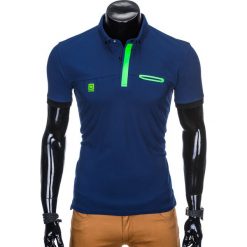 KOSZULKA MĘSKA POLO BEZ NADRUKU S912 - NIEBIESKI. Niebieskie koszulki polo męskie marki Ombre Clothing, s, z nadrukiem. Za 39,00 zł.