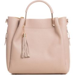 Shopper bag damskie: Skórzana torebka w kolorze jasnoróżowym – 40 x 32 x 13 cm