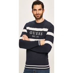 Guess Jeans - Bluza. Czarne bluzy męskie Guess Jeans, s, z nadrukiem, z bawełny, z okrągłym kołnierzem, bez rękawów, bez kaptura. W wyprzedaży za 239,90 zł.