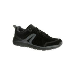 Buty męskie do szybkiego marszu HW 540 skórzane czarne. Czarne buty sportowe męskie marki NEWFEEL, z poliesteru, bez zapięcia, trekkingowe. Za 169,99 zł.