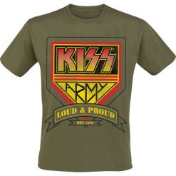 Kiss Distressed Logo T-Shirt oliwkowy. Zielone koszulki męskie Kiss, xl, bez wzorów, bez kołnierzyka. Za 89,90 zł.