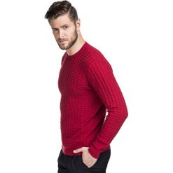Sweter FABIANO SWTR000189. Czerwone swetry męskie Giacomo Conti, na zimę, m, bez wzorów, z bawełny, bez kołnierzyka, bez kaptura. Za 189,00 zł.