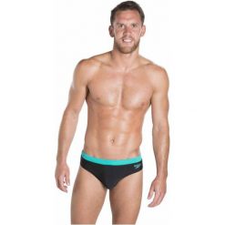 Kąpielówki męskie: Speedo Kąpielówki Essential Logo 7cm Brief Black/Jade 32