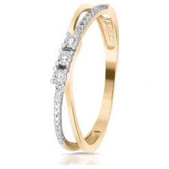 Zjawiskowy Pierścionek Złoty - złoto 585, Diament 0,06ct. Żółte pierścionki damskie W.KRUK, z diamentem, złote. Za 1390,00 zł.