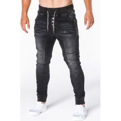 SPODNIE MĘSKIE JEANSOWE JOGGERY P198 - CZARNE. Czarne joggery męskie Ombre Clothing, z bawełny. Za 79,00 zł.