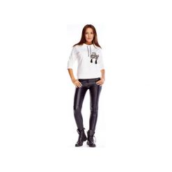 Krótka bluza ze stójką. Brązowe bluzki damskie Bird, bez wzorów, z krótkim rękawem, krótkie, bez kaptura. Za 367,00 zł.