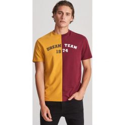 Dwukolorowy T-shirt - Żółty. Żółte t-shirty męskie Reserved, xl, bez wzorów, bez kołnierzyka. W wyprzedaży za 29,99 zł.