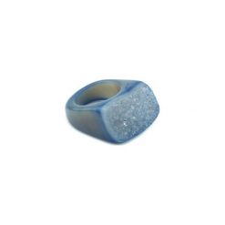 InspiRING Druza Agatu Chłodny Błękit rozmiar 14. Niebieskie pierścionki damskie Brazi druse jewelry, z agatem. Za 270,00 zł.