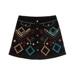 Desigual spódnica damska Fal Kellen 32 czarna. Czarne spódniczki damskie Desigual, z aplikacjami. Za 449,00 zł.