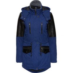 Kurtka parka z wstawkami ze sztucznej skóry bonprix kobaltowo-czarny. Niebieskie kurtki damskie bonprix, z materiału. Za 99,99 zł.