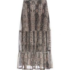 Spódnica z siatkowego materiału bonprix beżowo-czarny z nadrukiem. Brązowe spódniczki damskie bonprix, z nadrukiem, eleganckie. Za 99,99 zł.