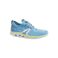 Buty damskie do szybkiego marszu PW 500 Fresh w kolorze niebiesko-żółtym. Niebieskie buty sportowe damskie NEWFEEL, bez wzorów, z poliesteru, sportowe, trekkingowe. Za 119,99 zł.