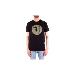 T-shirty z krótkim rękawem Trussardi 52T00252-1T001675. Czarne t-shirty męskie Trussardi, s, bez wzorów, bez kołnierzyka, krótkie. Za 204,07 zł.