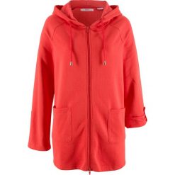 Bluza z lekkiego materiału z nadrukiem, rękawy 3/4 bonprix lazurowy z nadrukiem. Niebieskie bluzy damskie bonprix, z nadrukiem, bez rękawów, bez kaptura. Za 69,99 zł.
