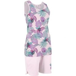 Top + szorty (2 części) bonprix matowy jasnoróżowy z nadrukiem. Fioletowe topy damskie bonprix, z nadrukiem. Za 109,99 zł.