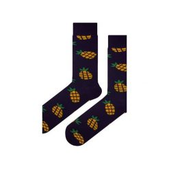 Skarpety granatowe w ananasy. Niebieskie skarpetki męskie Em men's accessories, z bawełny. Za 29,99 zł.