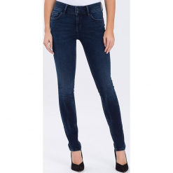 Dżinsy "Melinda" - Skinny fit - w kolorze granatowym. Niebieskie rurki damskie marki Cross Jeans, z aplikacjami. W wyprzedaży za 136,95 zł.