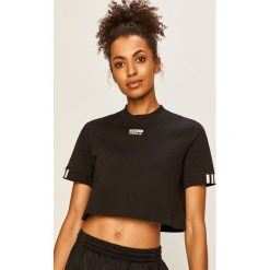 Adidas Originals - T-shirt. Czarne topy damskie adidas Originals, z aplikacjami, z bawełny, casualowe, z okrągłym kołnierzem. Za 119,90 zł.