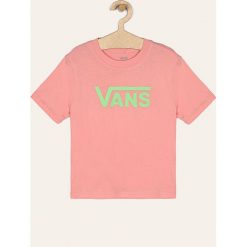 Vans - T-shirt dziecięcy 129-173 cm. Różowe bluzki dziewczęce Vans, z nadrukiem, z bawełny, z okrągłym kołnierzem, z krótkim rękawem, krótkie, bez kaptura. Za 119,90 zł.
