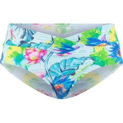 Figi bikini bonprix turkusowy z nadrukiem. Niebieskie stroje kąpielowe damskie bonprix, z nadrukiem. Za 44,99 zł.