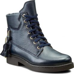 Botki BALDACCINI - 9115OW-D Granat Groch. Niebieskie buty zimowe damskie Baldaccini, ze skóry, na obcasie. W wyprzedaży za 289,00 zł.
