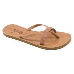 Rip Curl Klapki Damskie Coco 36 Beżowe. Brązowe klapki damskie Rip Curl, bez wzorów, na wysokim obcasie. W wyprzedaży za 113,00 zł.