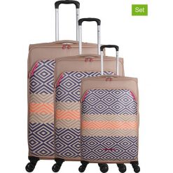 Walizki (3 szt.) "Diamond" w kolorze beżowym. Brązowe walizki Lulu Castagnette, bez wzorów, z poliesteru. W wyprzedaży za 505,95 zł.