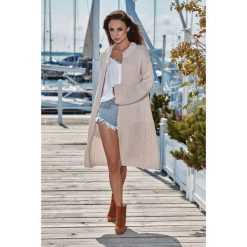 JULIA Długi kardigan oversize beżowy. Brązowe kardigany damskie marki Lemoniade, l, ze splotem. Za 149,90 zł.