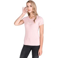 Pepe Jeans Virginia New Koszulka Różowy. Różowe koszulki damskie Pepe Jeans, m, z nadrukiem, z elastanu, bez kołnierzyka. Za 102,95 zł.